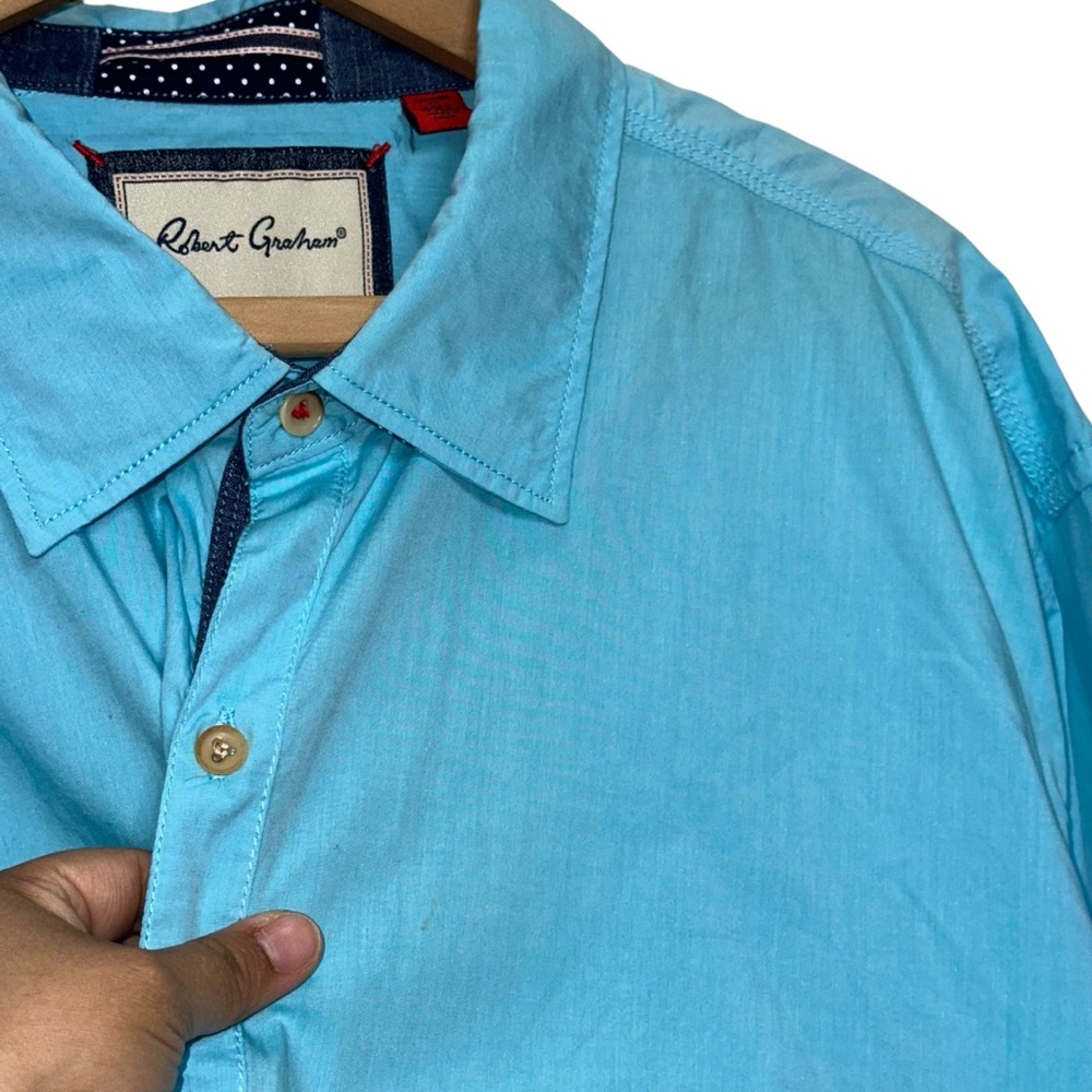 Robert Graham Solid Blue Button Down 100% Cotton … - image 7